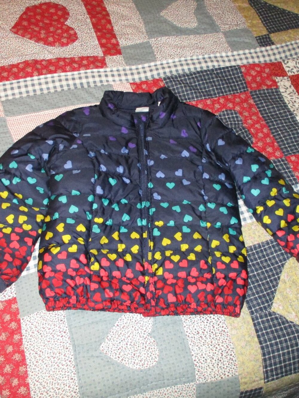 GAP Rainbow Heart Print Puffer Coat 4